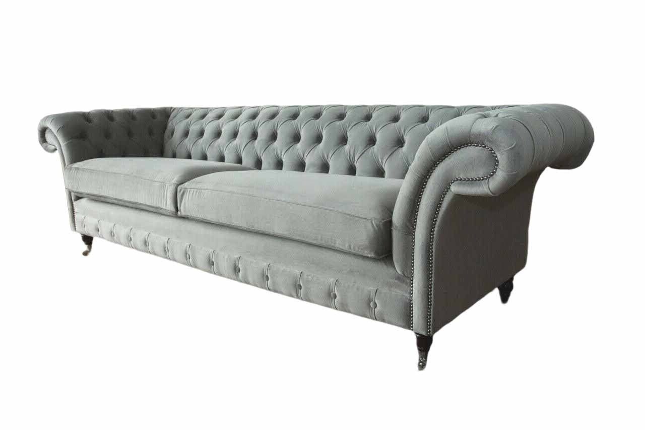 JVmoebel Sofa Sofa Sitzer Europe Polster Couch 4 In Textil Grau, Sitz Chesterfield Made