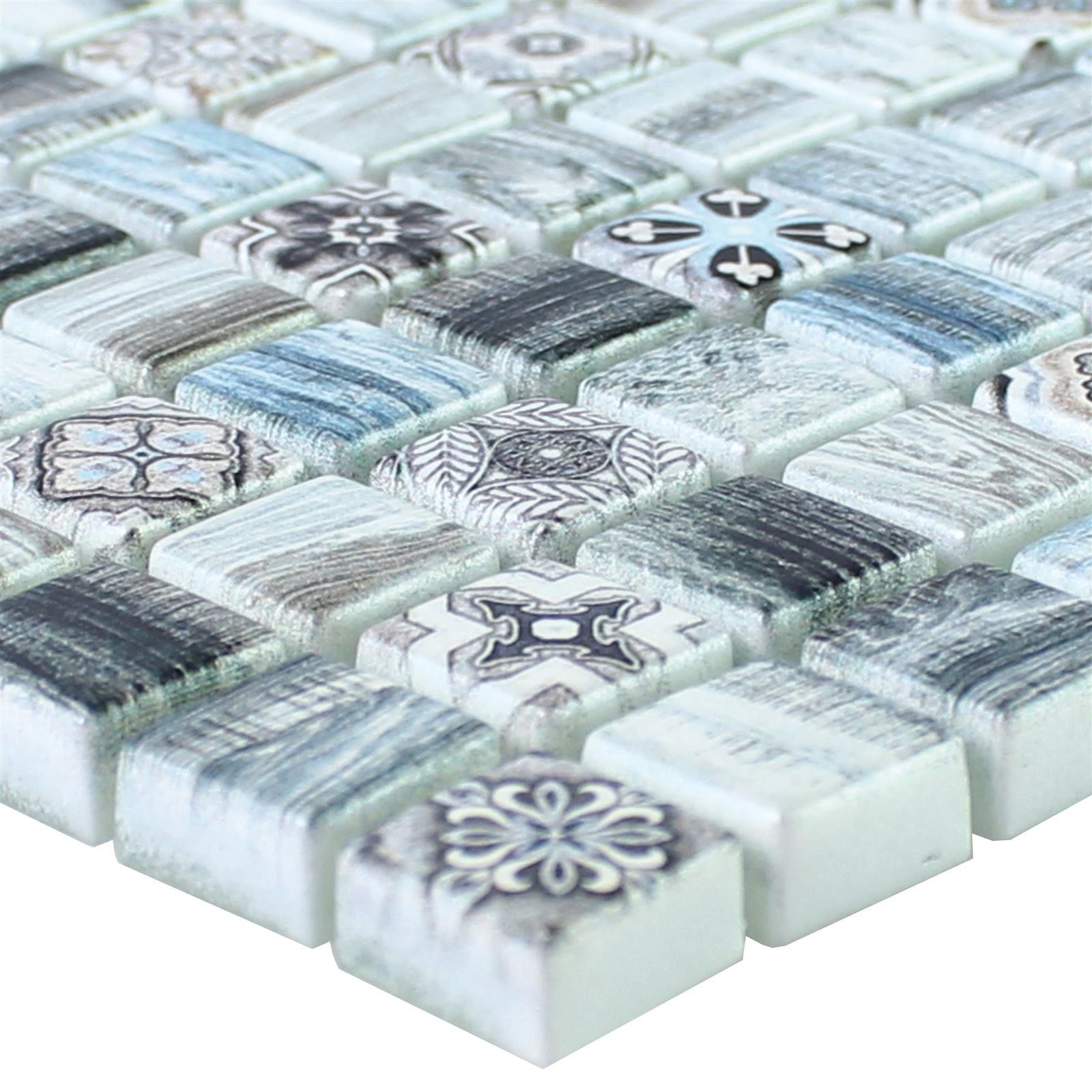 Mosafil Mosaikfliesen Glasmosaik Holzoptik Fliesen Vision, Glas 30.000x30.000, grau-blau, Verlegefertig auf ein Netz geklebt - Wasserfest