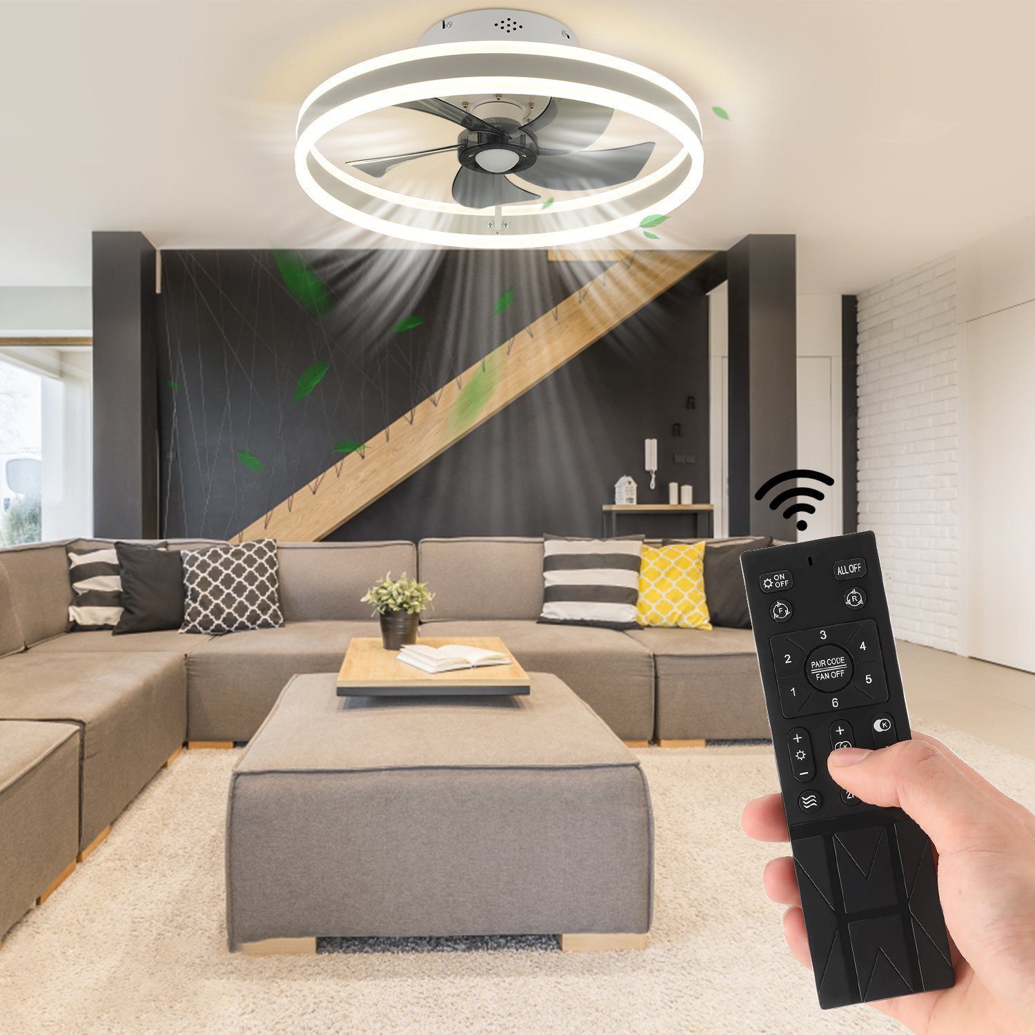 LETGOSPT Deckenventilator LED Deckenlampe mit Fan, günstig online kaufen