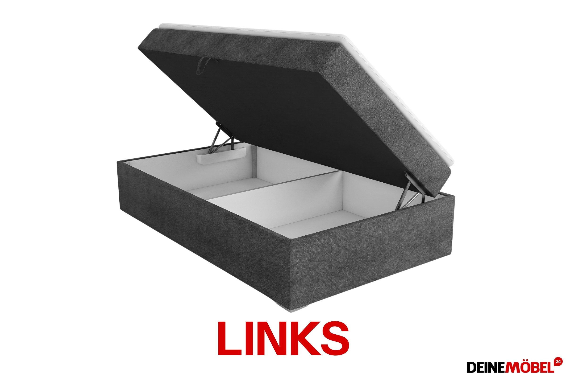 Deine Möbel 24 Boxspringbett FLO Boxbett Einzelbett Polsterbett Jugendbett (Beige Hellgrau Grau Anthrazit Schwarz, 2-St., Bonellfederkernmatratze H3 Taschenfederkernmatratze H4), 90x200 100x200 Veloursstoff