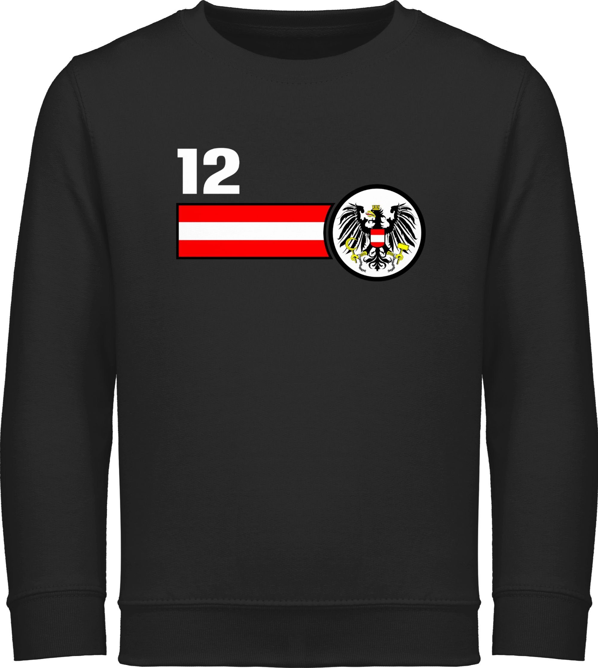 Shirtracer Sweatshirt 12. Mann Österreich Mannschaft Fussball EM 2024 Kinder 1 Schwarz
