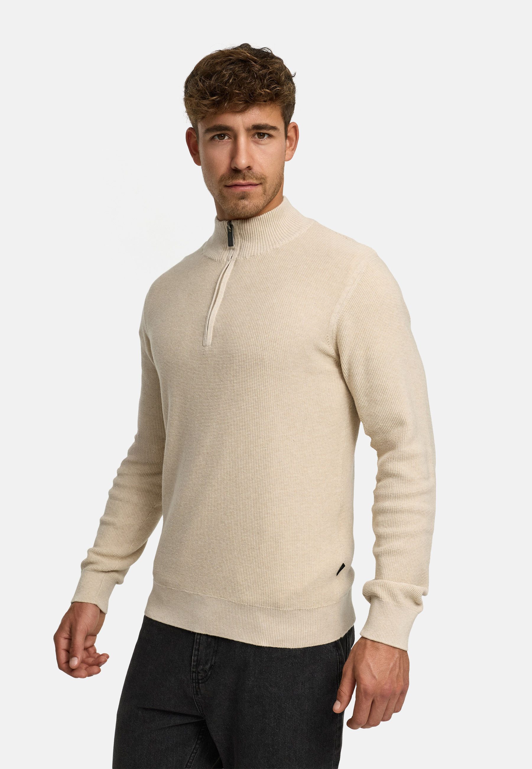 Indicode Strickpullover Herren INBull Pullover Herrenpullover Herrenpullover mit Reißverschlusskragen