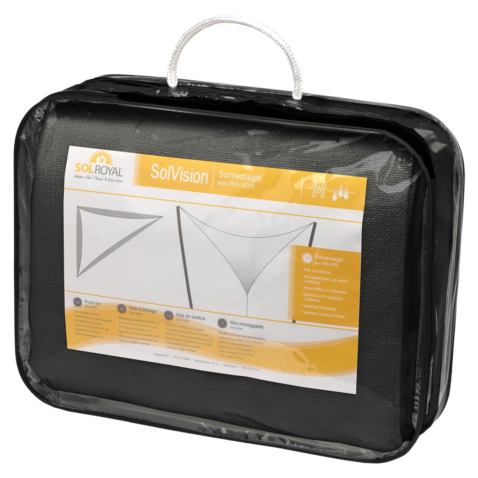 Sol Royal Sonnensegel Sonnensegel dreieckig 3x3x3m SolVision HS9, Creme, Wasserdurchlässig HDPE Atmungsaktiver Terrasse UV Sonnenschutz – Bild 4 von 5