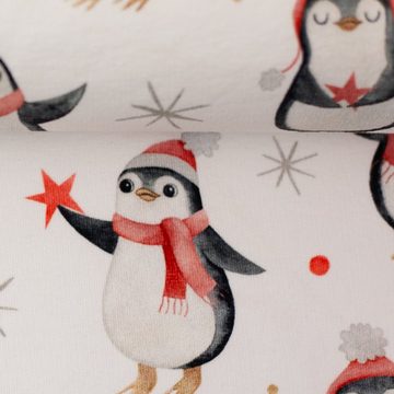Swafing Stoff Sweatstoff Holly Weihnachtsstoff Pinguin - Meterwa