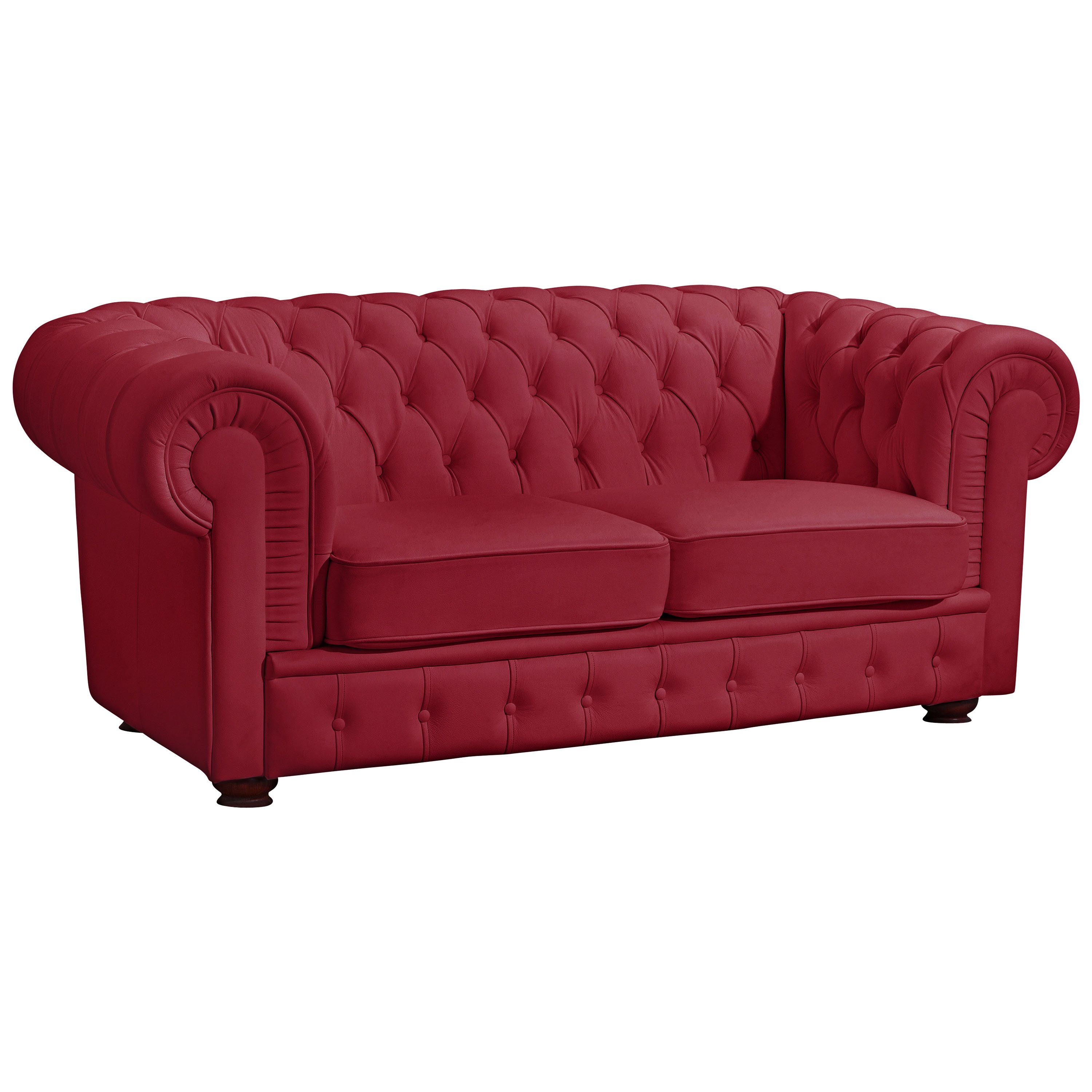 Max Winzer® 2-Sitzer Bridgeport Sofa 2-Sitzer pigmentiertes Nappaleder rot, 1 Stück, Made in Germany
