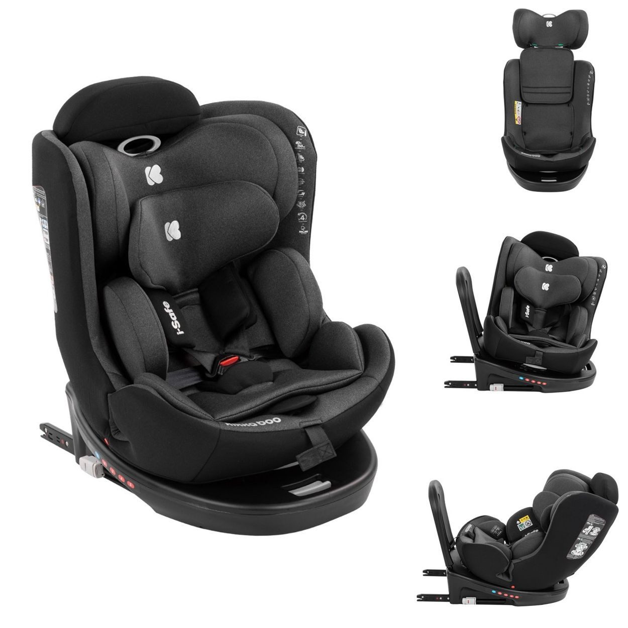 Kikkaboo Autokindersitz Kindersitz i-Safe (40-150 cm), ab: 0, bis: 12, Isofix, Top-Tether, verstellbar