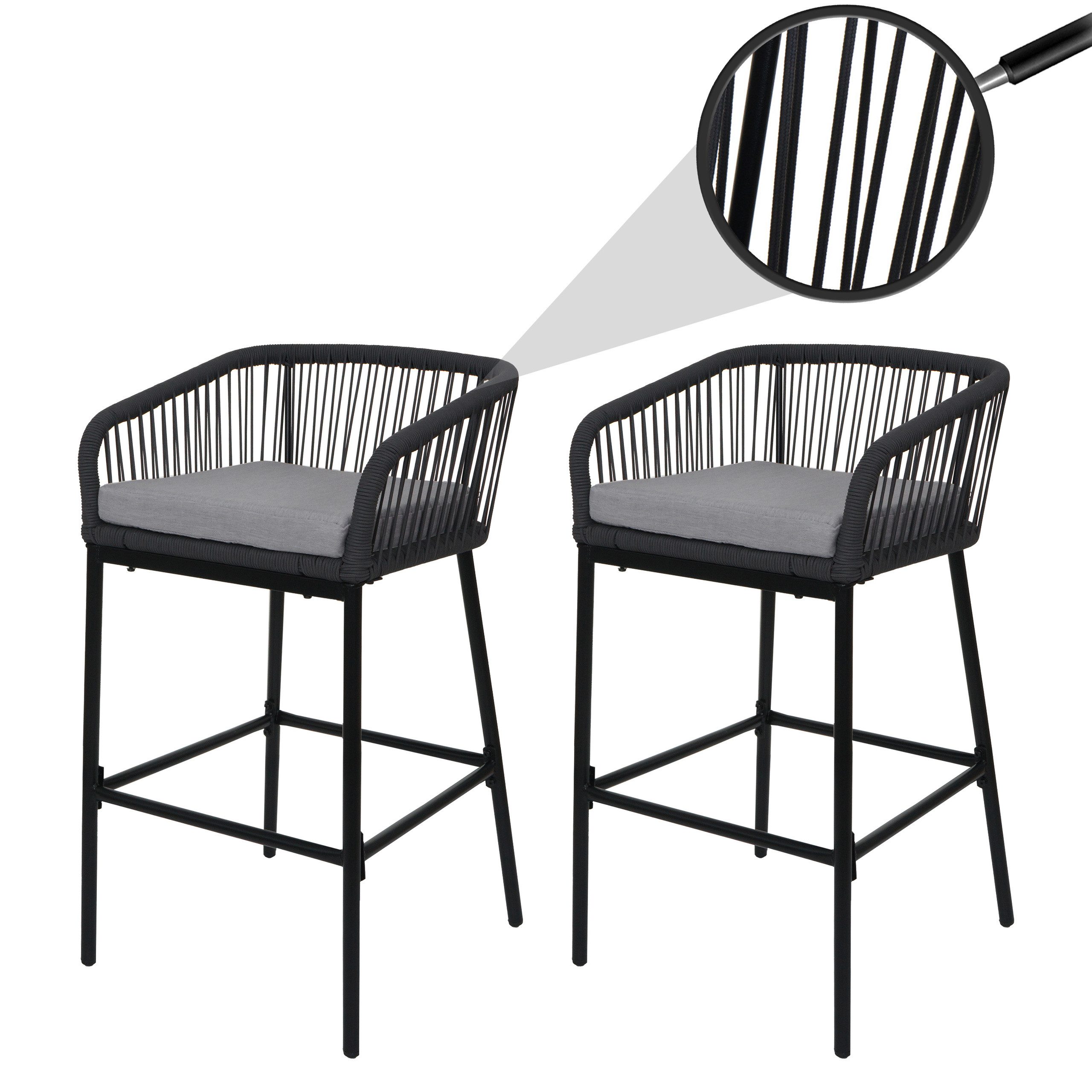 MCW Barhocker MCW-O22 (2 St), Mit Armlehne, Mit Fußstütze, Inklusive Sitzkissen, Weiche Polsterung