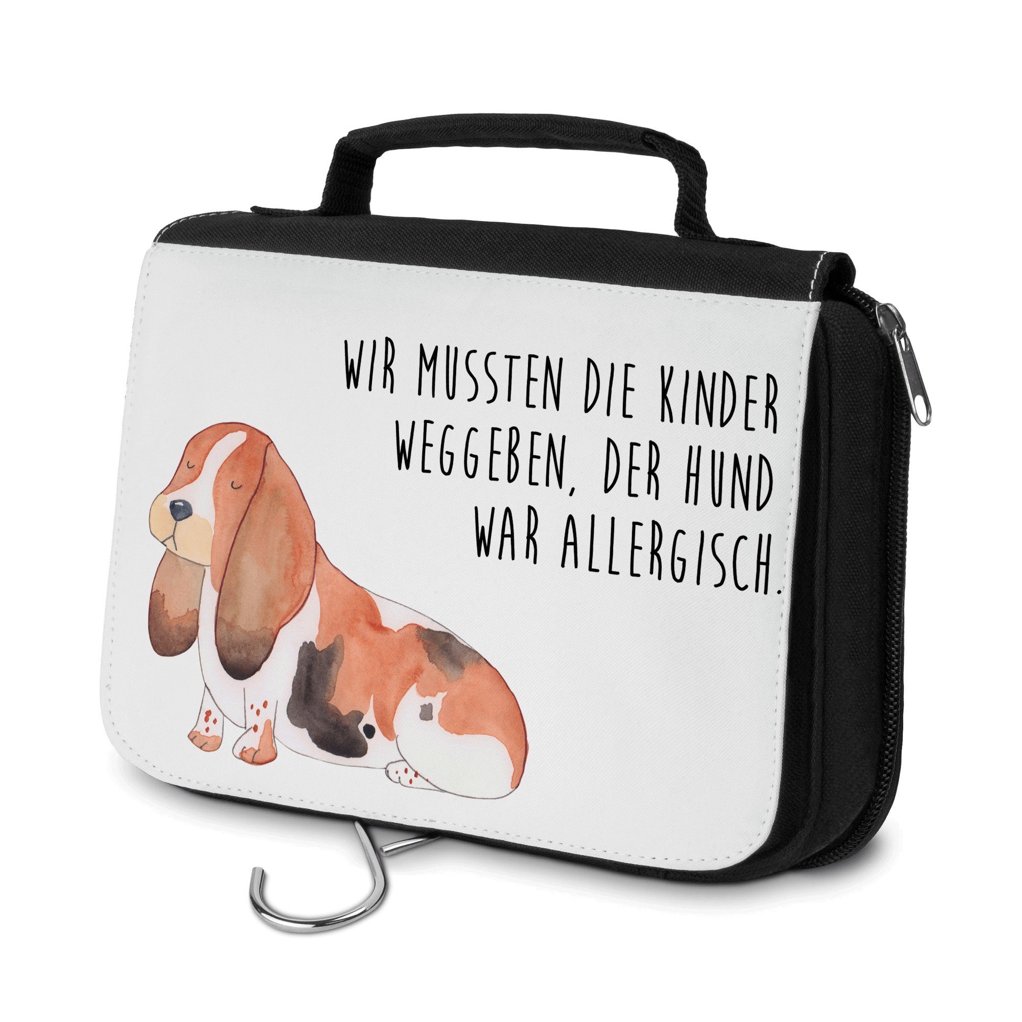 Mr. & Mrs. Panda Kulturbeutel Hund Basset Hound - Weiß - Geschenk, Kulturbeutel, Sprüche, Hunderass (1-tlg)