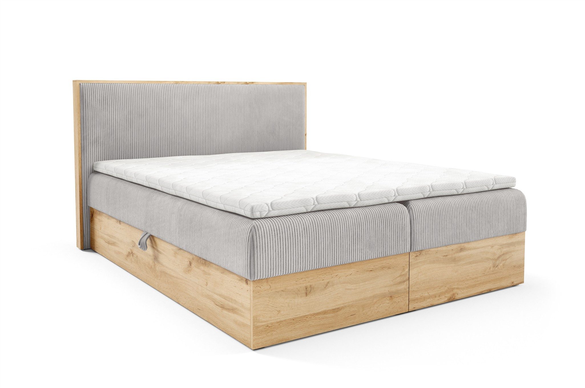Fun Möbel Boxbett Bett Schlafzimmerbett ROLAND Überlänge in Stoff Lincoln (inkl. Bettkasten), mit Bonellfederkernmatratze