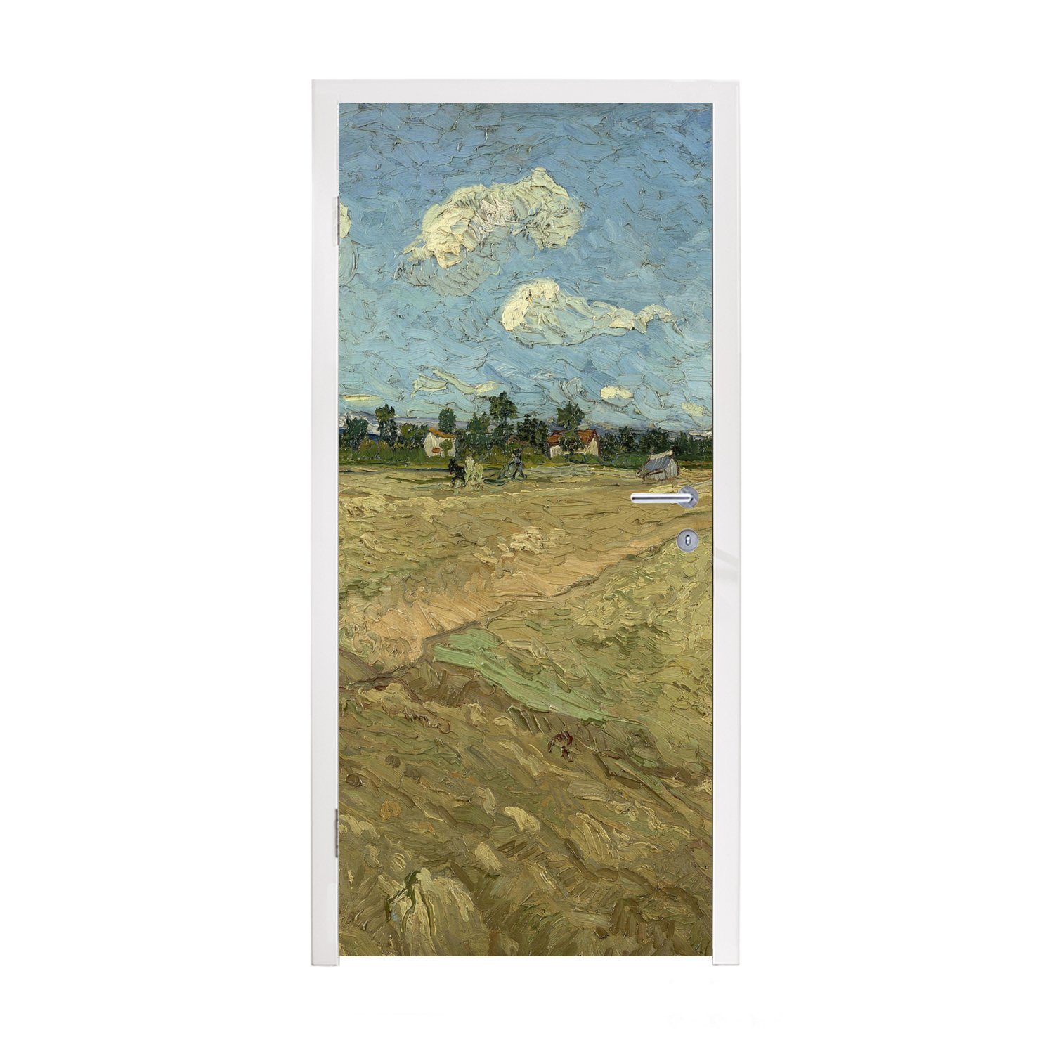 MuchoWow Türtapete Gepflügte Felder - Vincent van Gogh, Matt, bedruckt, (1 St), Fototapete für Tür, Türaufkleber, 75x205 cm