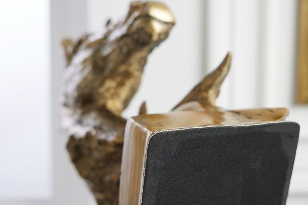 LebensWohnArt Dekoobjekt Pferde Deko-Figur gold UMA Aluminium 40cm Pferdekopf Skulptur