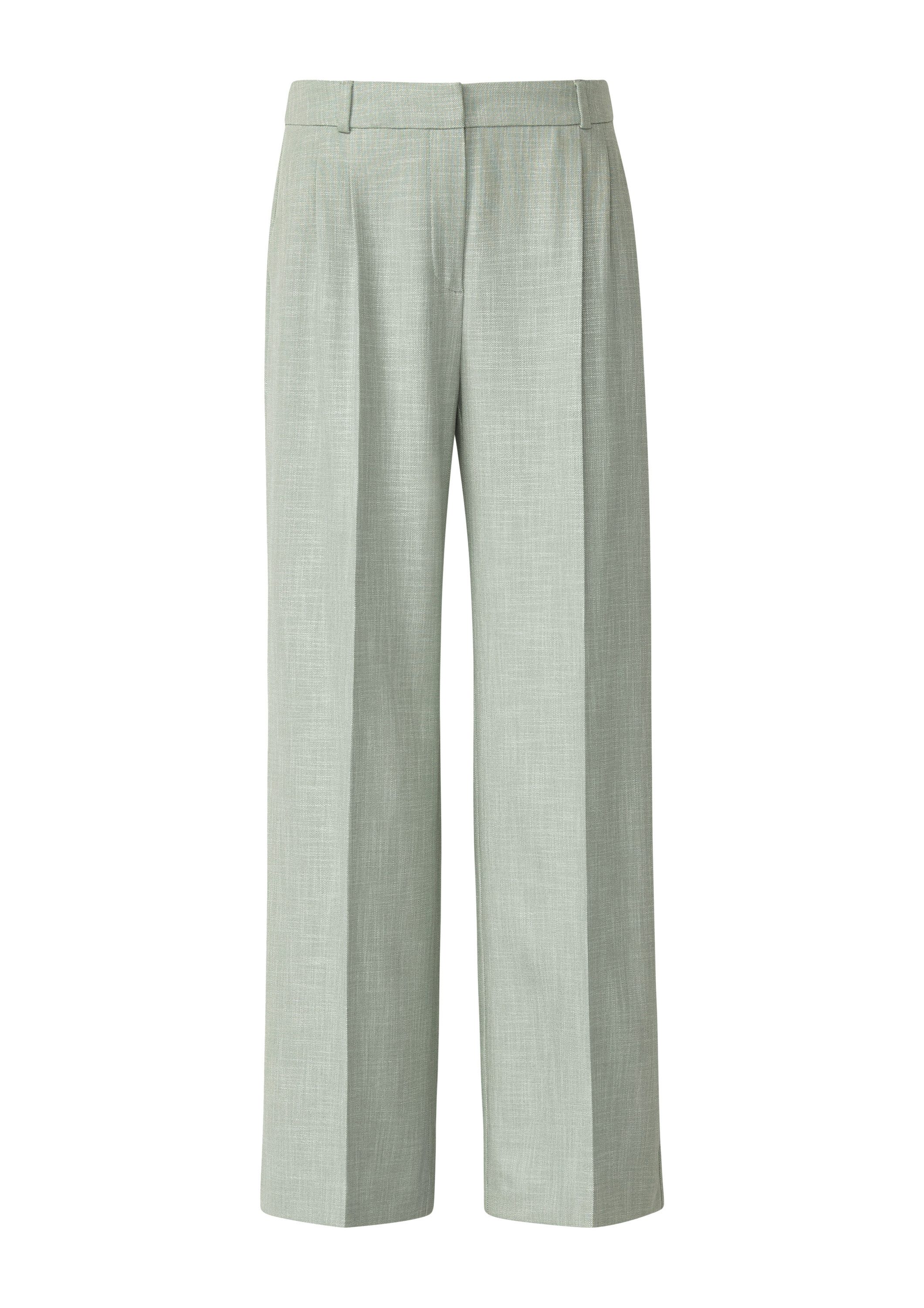 comma Chinos Hose Wide-Leg-Hose mit Struktur und Bundfalten