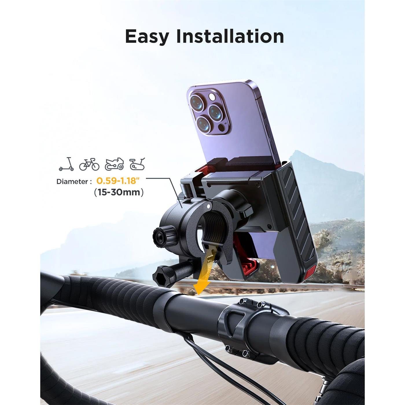 JOYROOM Mobile Phone Holder Bicycle Mount JR-ZS266, (up to 7 inches, Smartphone Handlebar Bicycle Mount Mobile Phone Holder for Motorcycle)