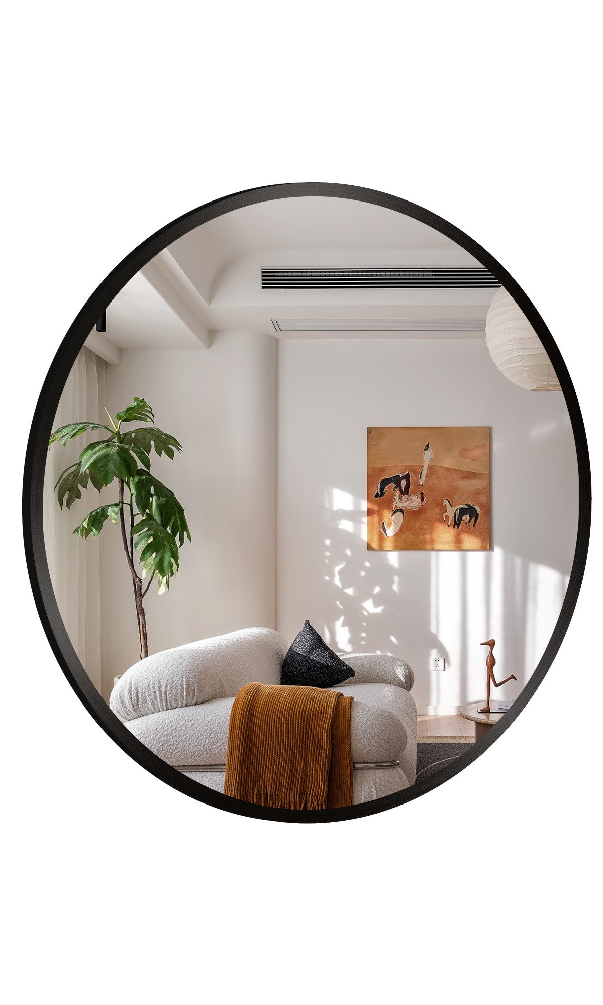 Boromal Wandspiegel Spiegel Rund Schwarz 50cm Metallrahmen Schminktisch Wohnzimmer Flur, für Badezimmer Waschtisch Wohnzimmer Schlafzimmer Esszimmer Eingänge