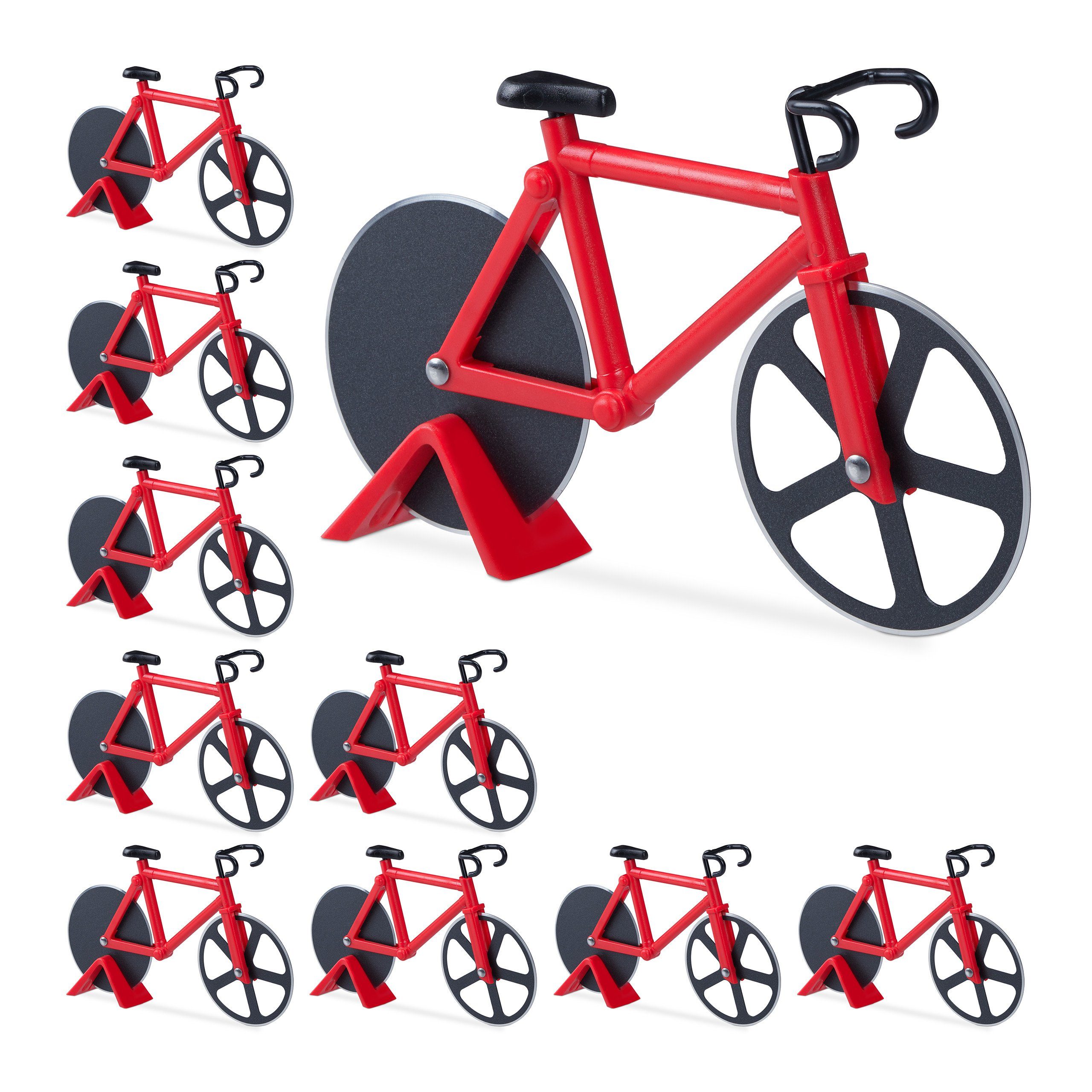 relaxdays rot 10 Fahrrad x Pizzaschneider Pizzaschneider