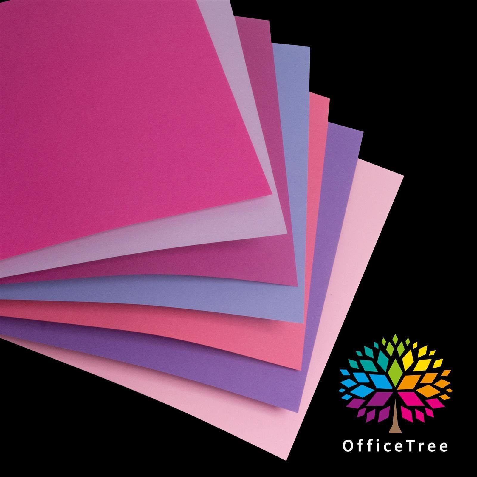 OfficeTree Transparentpapier OfficeTree Rosa - Tonpap, Blatt Bastelpapier 70 zum und Töne Basteln 130g/m Tonpapier A4 Gestalten Kinder Bastelset 
