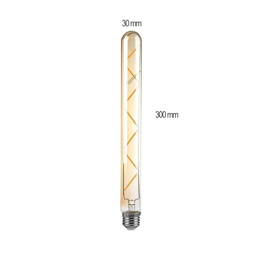 V-TAC LED-Leuchtmittel 7 W LED Leuchtmittel Filament Nostalgie E27 Stableuchte Form T30 Ø, Warmweiß, E27 sockel Ø 30 mm Länge 30 cm T30 7w 2200 Kelvin – Bild 3 von 3