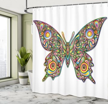 Abakuhaus Duschvorhang Moderner Digitaldruck mit 12 Haken auf Stoff Wasser Resistent Breite 175 cm, Höhe 180 cm, Psychedelisch Schmetterling