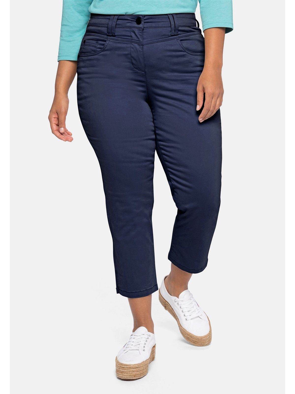 Sheego 7/8-Hose Große Größen mit Schlitz am Saum, in elastischer Twill-Qualität