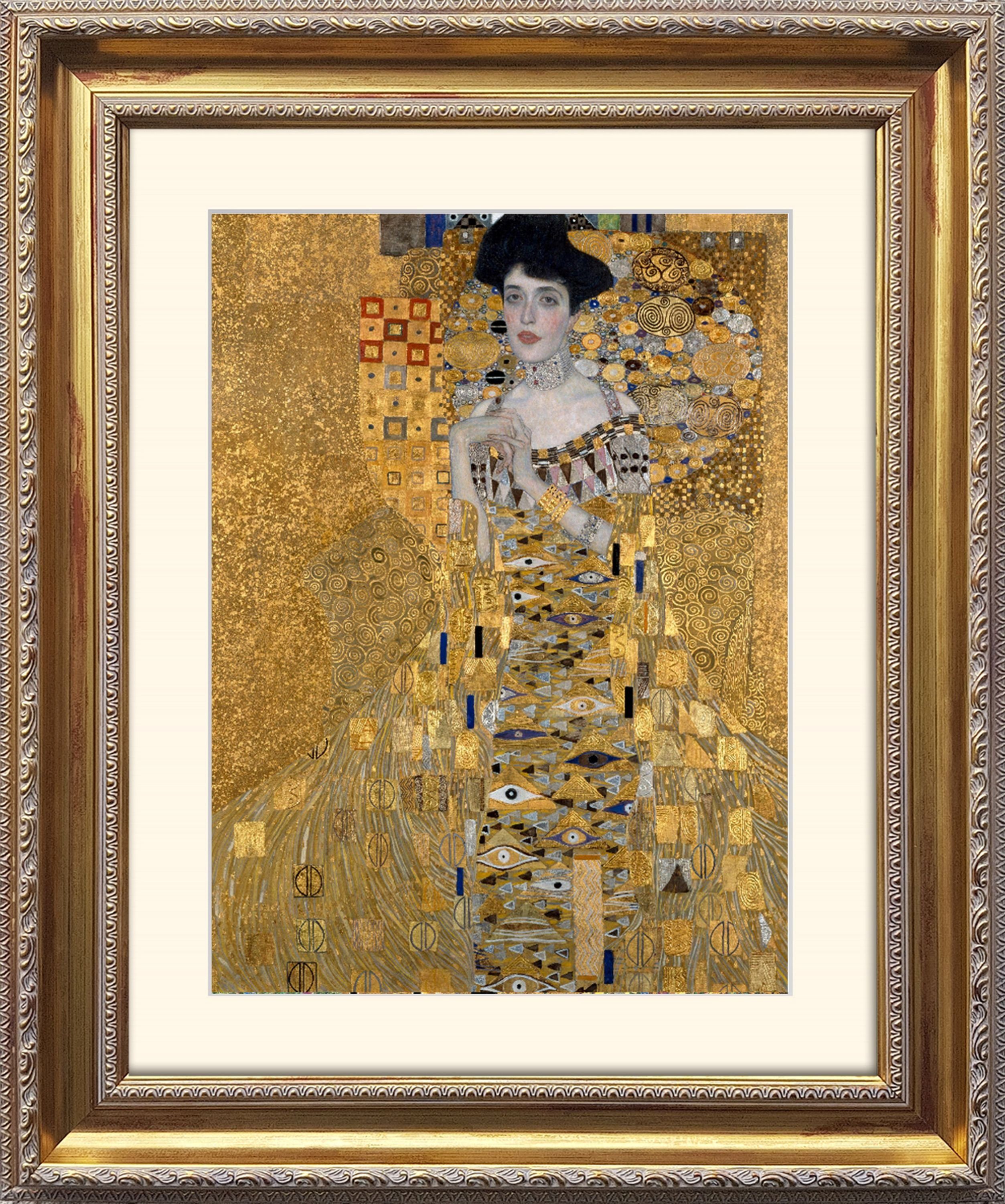 artissimo Bild mit Rahmen Klimt Bild mit Barock-Rahmen / Плакат gerahmt 63x53cm / Wandbild, Gustav Klimt: Portrait of Adele Bloch-Bauer