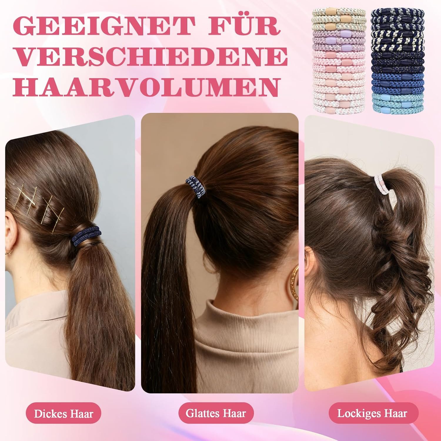 Zaewry Haargummi 10 Stück Haargummis Mehrfarbigen, Mode Elastische Haarbänder, 10-tlg.