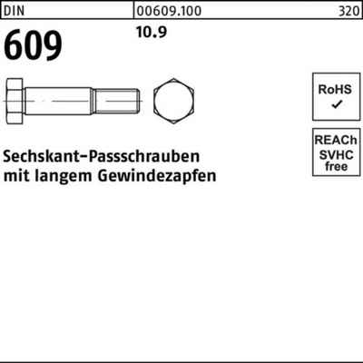 Reyher Schraube 100er Pack Sechskantpassschraube DIN 609 langem Gewindezapfen M12x 30