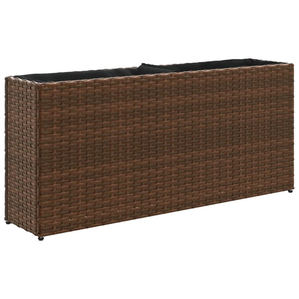 vidaXL Hochbeet Hochbeet mit 2 Fächern Braun 90x20x40 cm Poly Rattan (1 St)