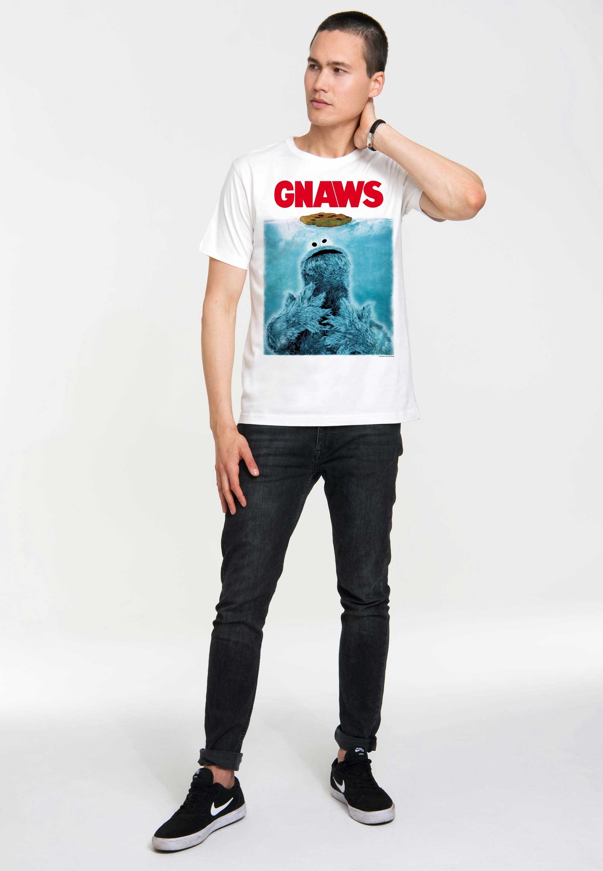 LOGOSHIRT T-Shirt Sesamstrasse Krümelmonster mit bequemem Crew Neck