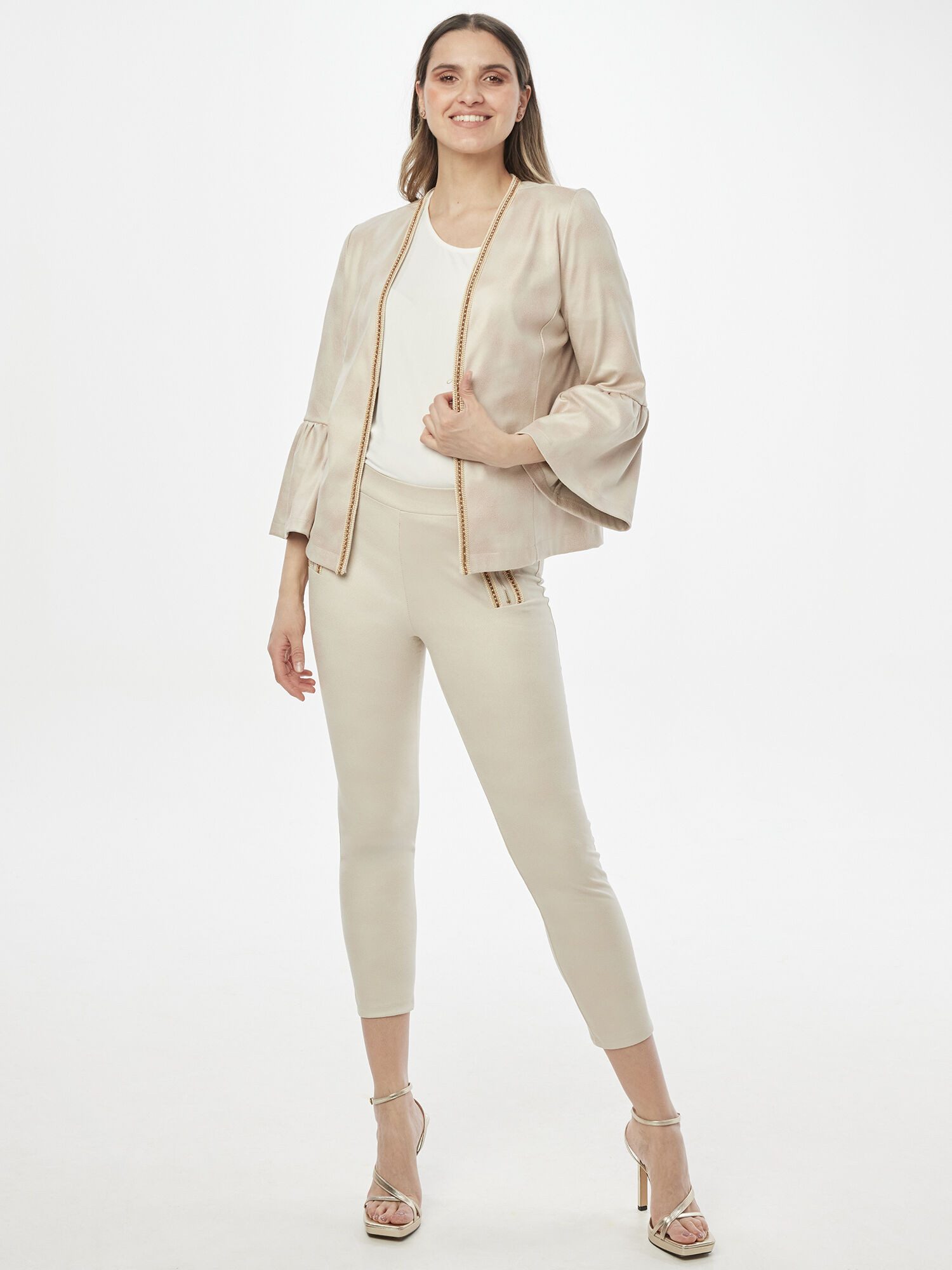 MONACO blue Jackenblazer Lederimitatjacke Figurbetont in Lammnappaoptik