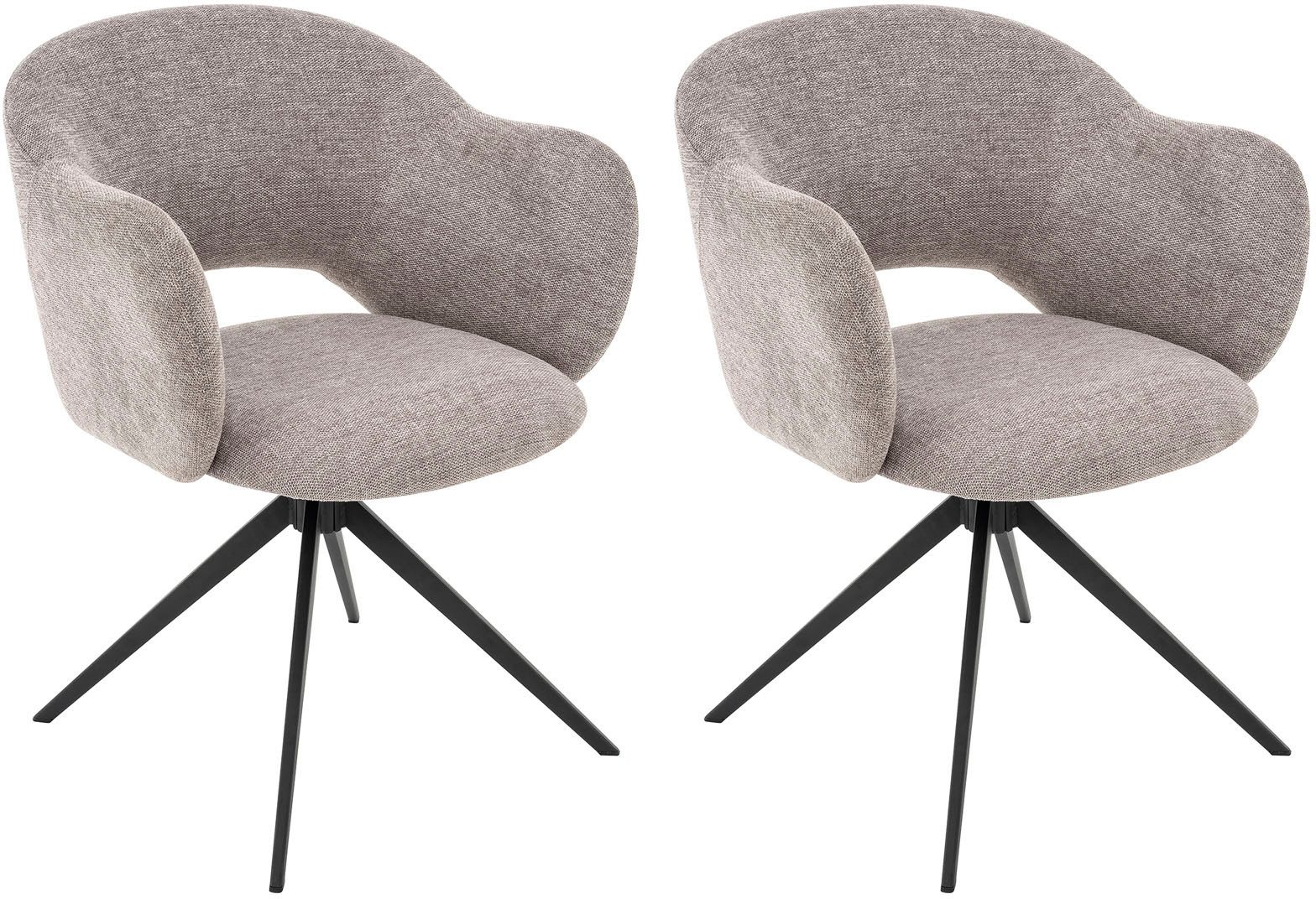 OTTO home Esszimmerstuhl Fynnjard (Set, 2 St), mit schwarzen Metallbeinen, Drehfunktion, Webstoff Bezug