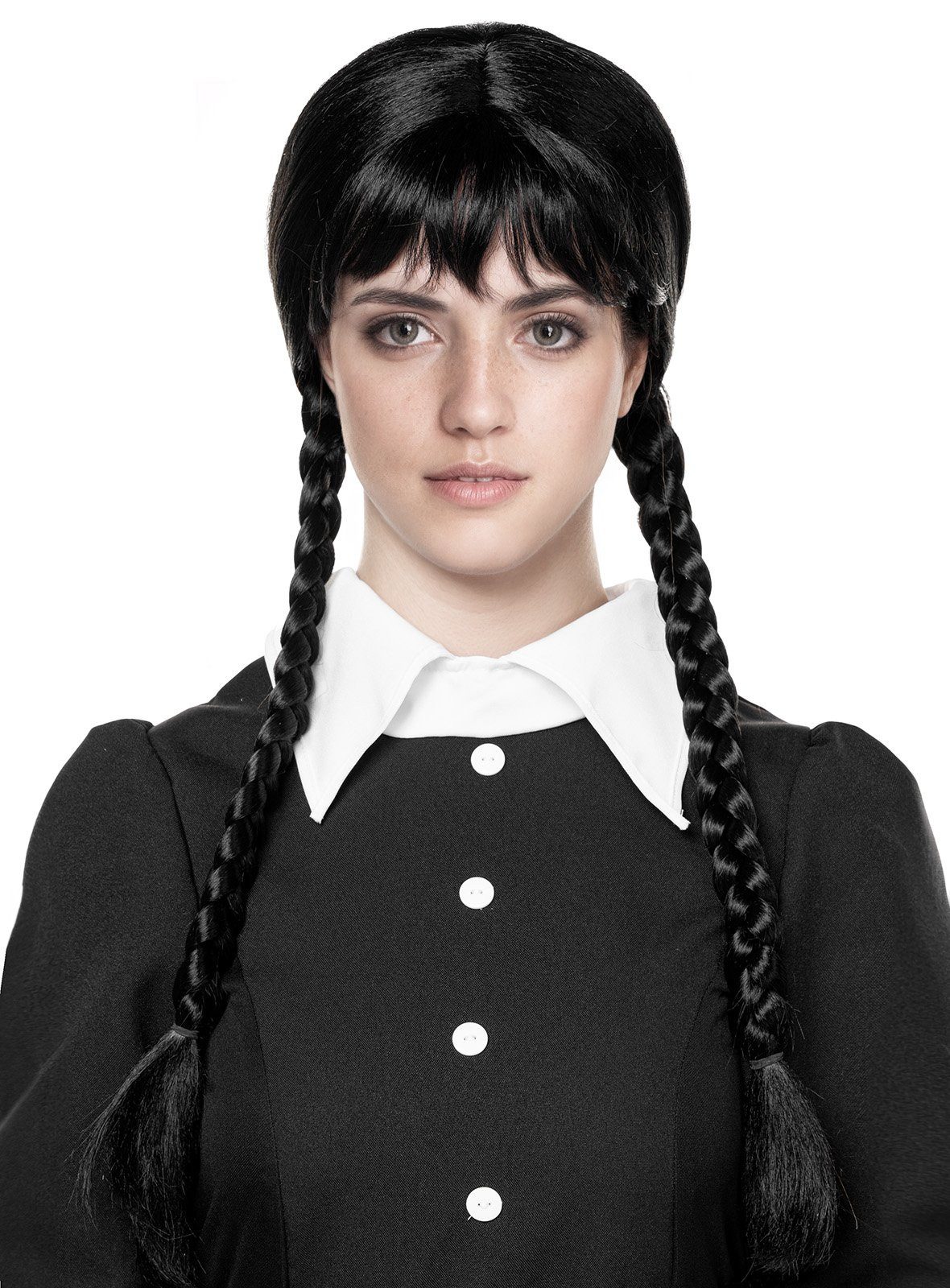 Metamorph Kostüm-Perücke Goth Girl Perücke - Kostüm Perücke Halloween, Nichts für Normies: schwarze Langhaarperücke für Schulmädchen