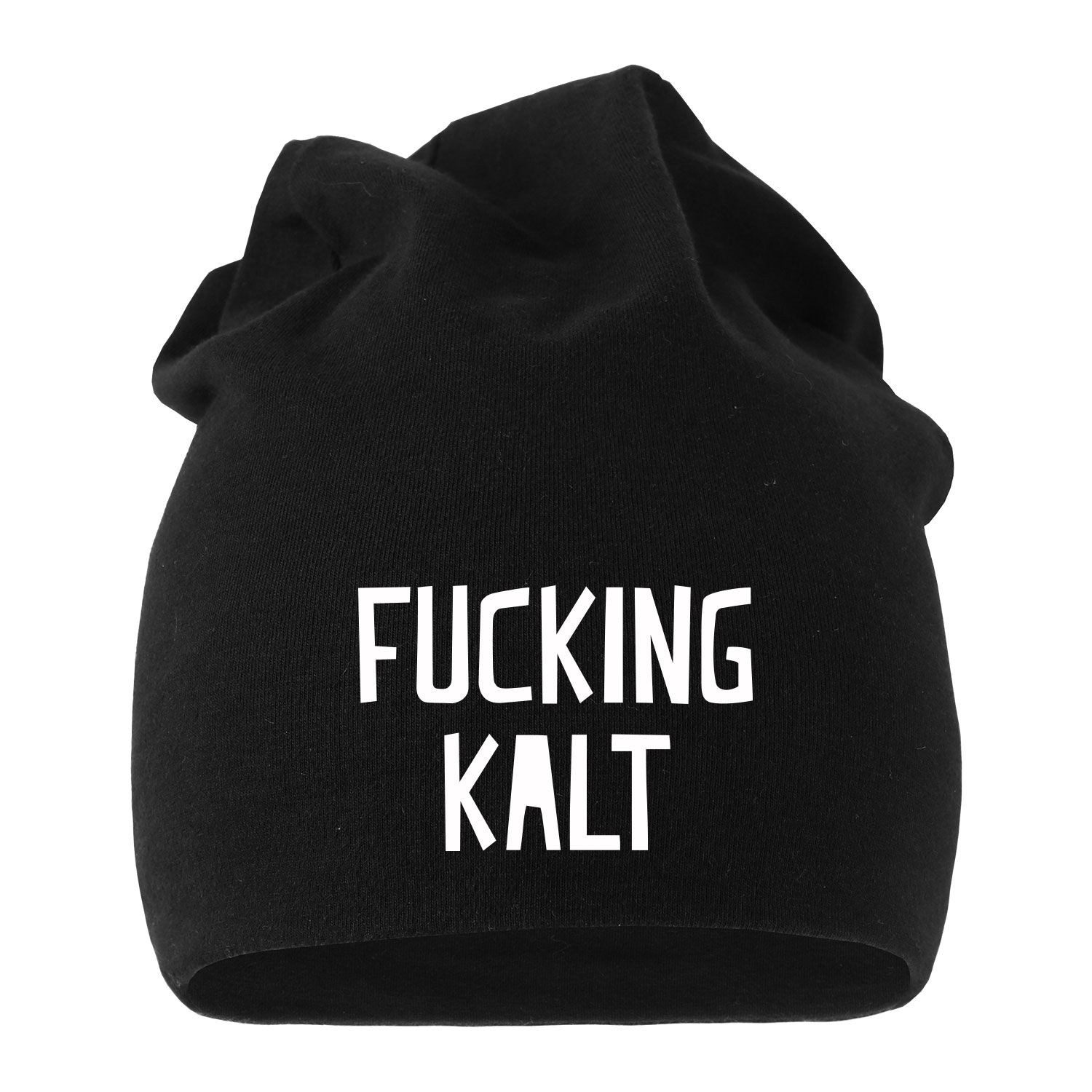 Beanie Jersey Beanie Fucking Kalt Spruch Mütze bedruckt Herren Damen