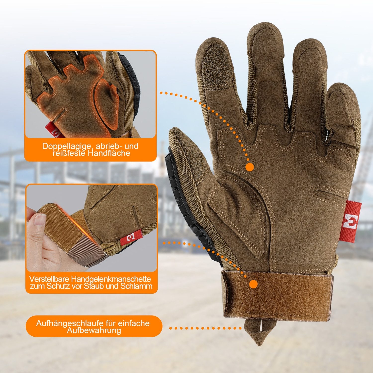 Mustbau Arbeitshandschuhe Sicherheitshandschuhe Mechanikerhandschuhe, Schlaghandschuhe