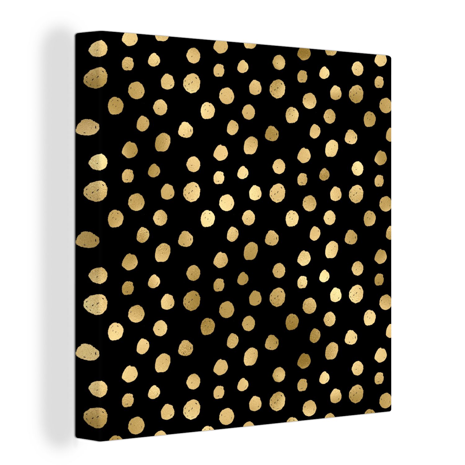 OneMillionCanvasses® Leinwandbild Muster - Punkte - Gold, (1 St), Leinwand Bilder für Wohnzimmer Schlafzimmer