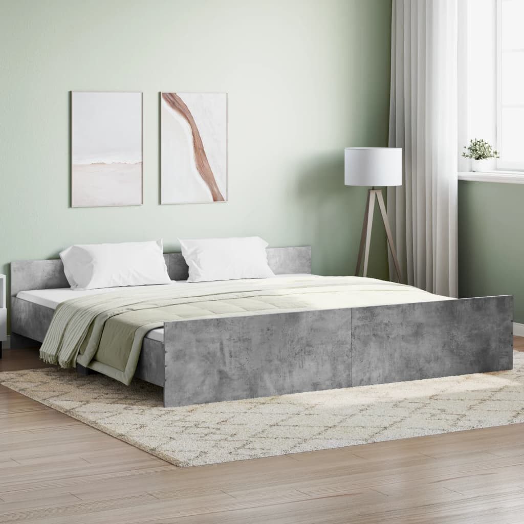 vidaXL Bett, Bettgestell mit Kopf- und Fußteil Betongrau 180x200 cm günstig online kaufen
