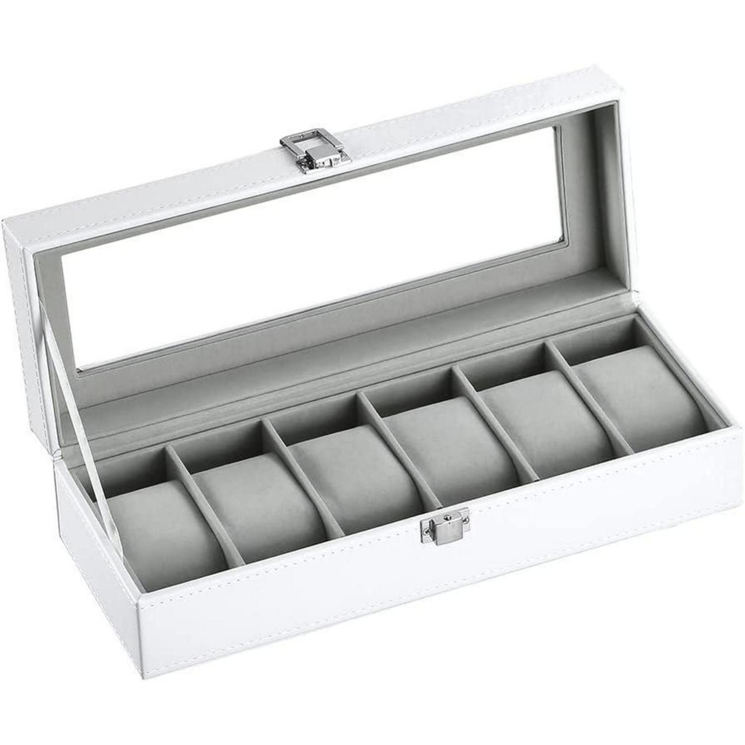 LuxusKollektion Schmuckset Uhrenbox 6 Uhren Herren Glasfenster PU Leder Sam günstig online kaufen
