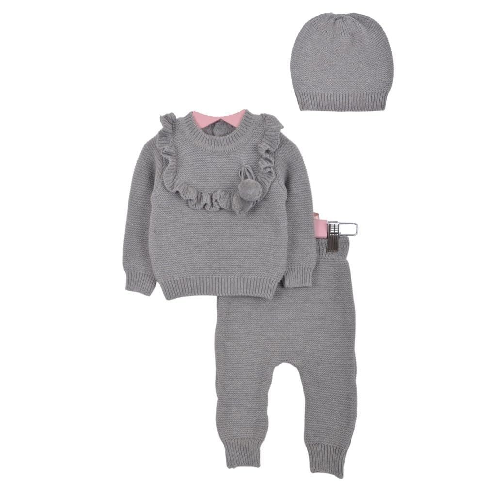 Minora Strickkleid Minora Baby Kleidungs Set- Hose, Pullover und Mütze
