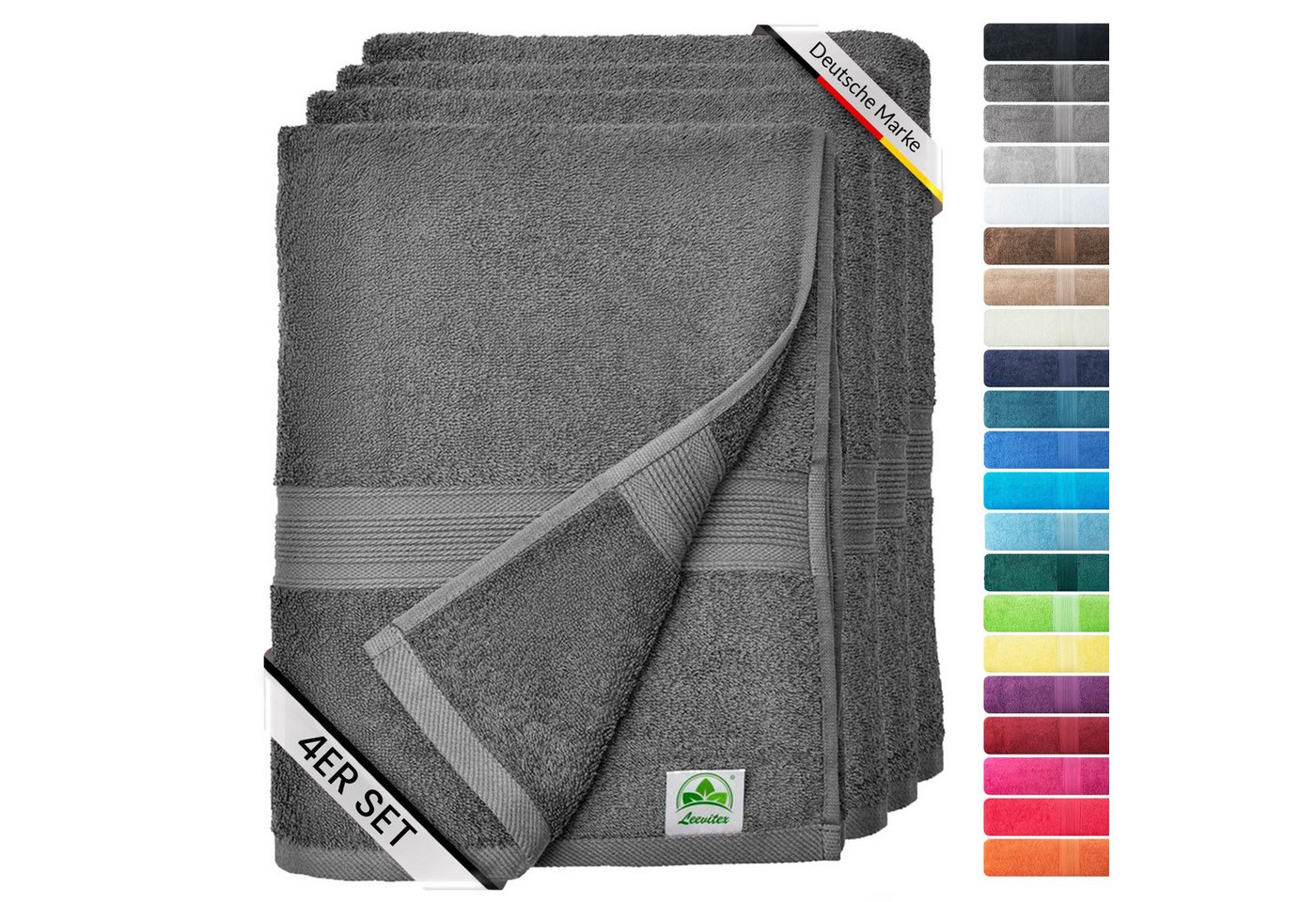 leevitex® Handtücher 4er-Set, 50 × 100 cm, aus 100% Baumwolle, Frottee (Set, 4-St), OEKO-TEX® STANDARD 100 zertifiziert und hochwertig verarbeitet
