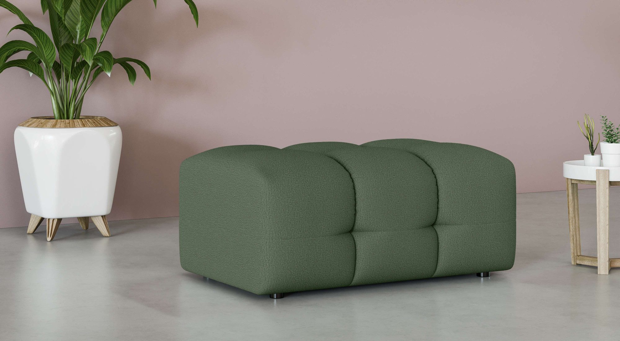 OTTO home Polsterhocker Manilla, trendige Steppung, passend zur Serie, B/T/H 100/68/45 cm, mit Wellenunterfederung, in verschiedenen Materialien und Farben