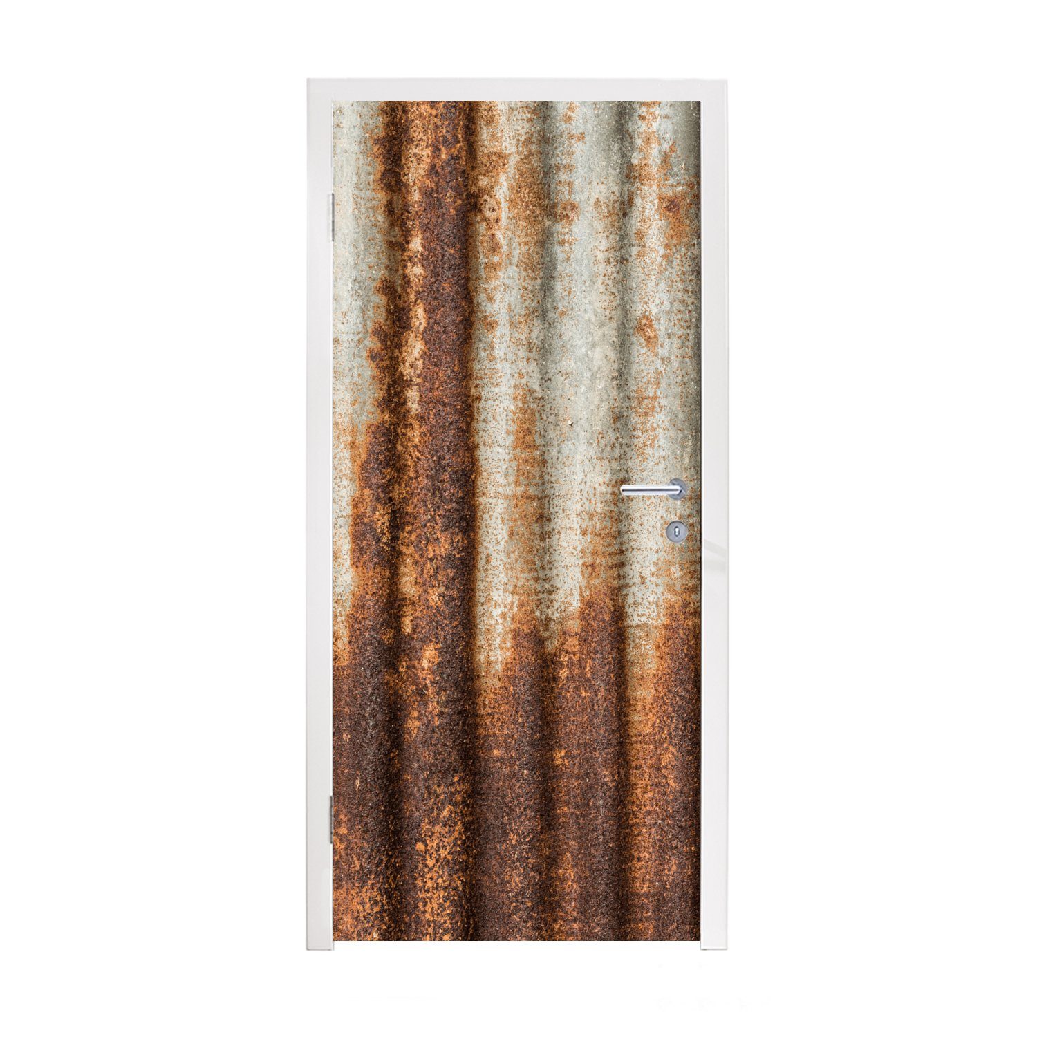 MuchoWow Türtapete Rost - Wellblech, Matt, bedruckt, (1 St), Fototapete für Tür, Türaufkleber, 75x205 cm