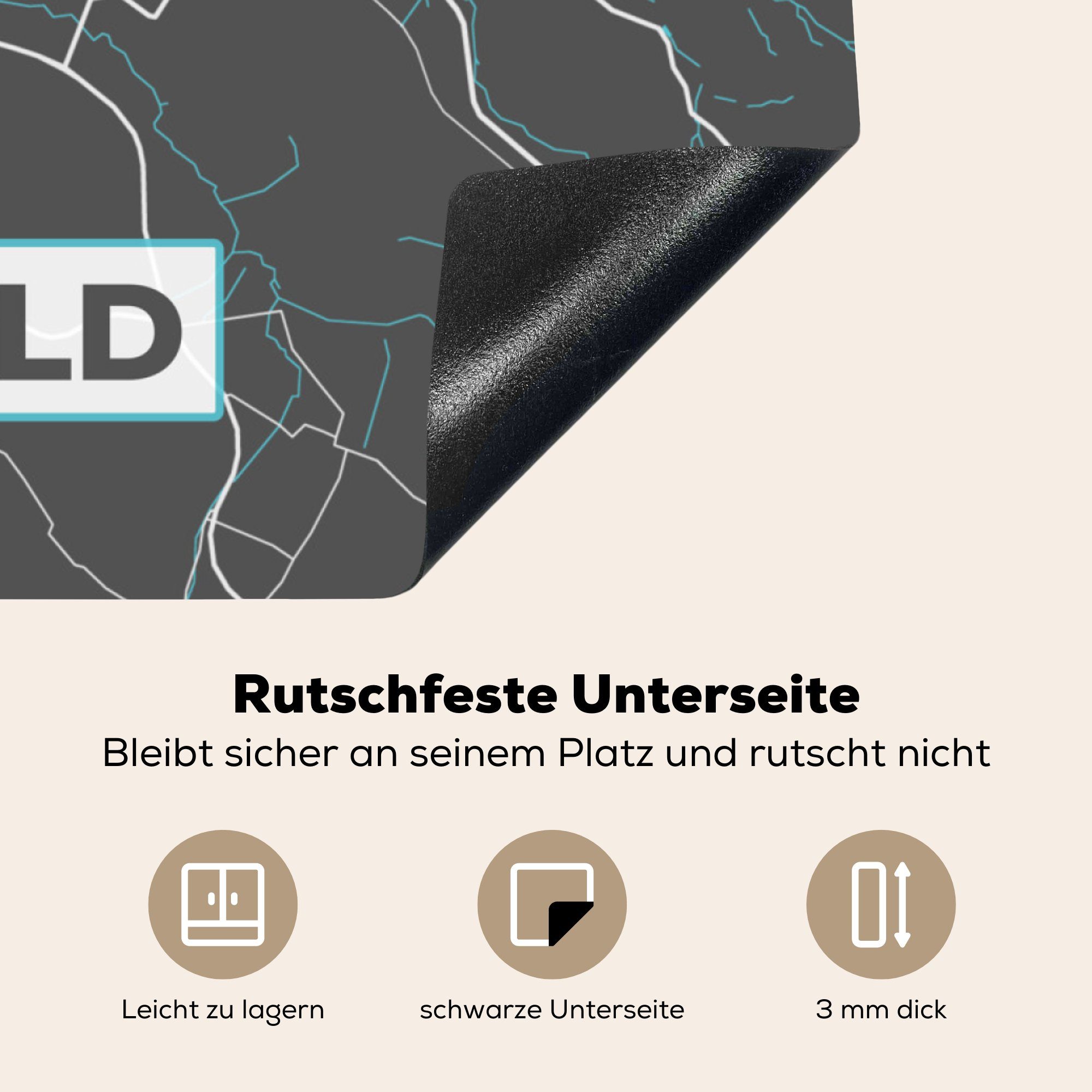 MuchoWow Herdblende-/Abdeckplatte Stadtplan - Detmold Arbeitsplatte Vinyl, - cm, tlg), küche (1 Deutschland Ceranfeldabdeckung, - 78x78 Karte, für