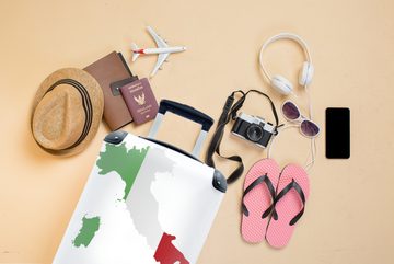 MuchoWow Handgepäckkoffer Karte - Italien - Flagge, 4 Rollen, Reisetasche mit rollen, Handgepäck für Ferien, Trolley, Reisekoffer