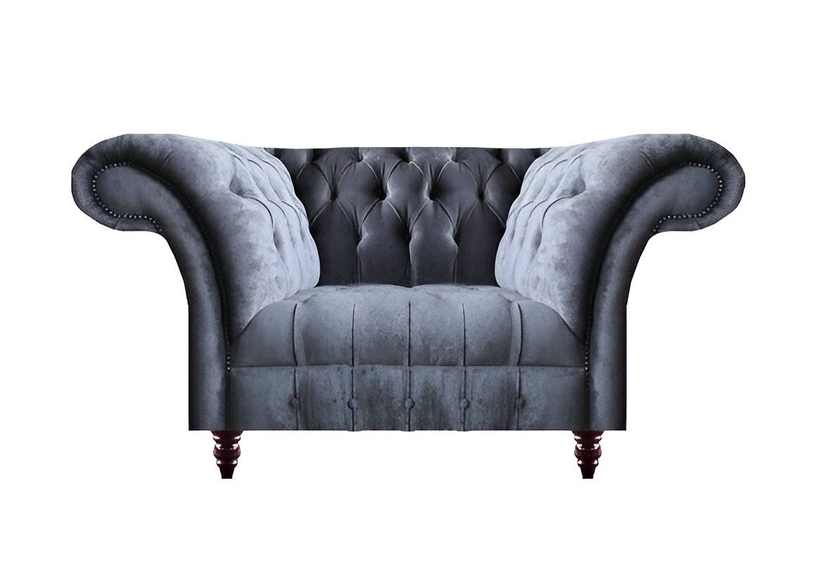 Xlmoebel Chesterfield-Sessel Hellgrau Chesterfield Einsitzer mit klassischem Design (Sessel), Hergestellt in Europa