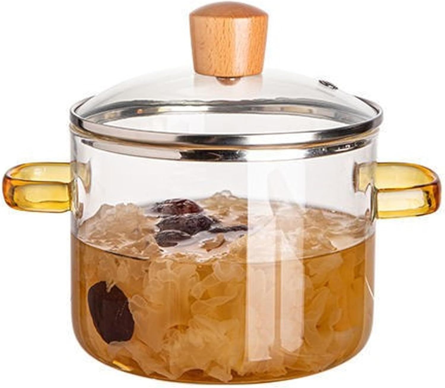 FELIXLEO Einkochtopf Glaskochtopf 1,6 L mit Deckel gelber Griff mikrowellengeeignet, (1-tlg)