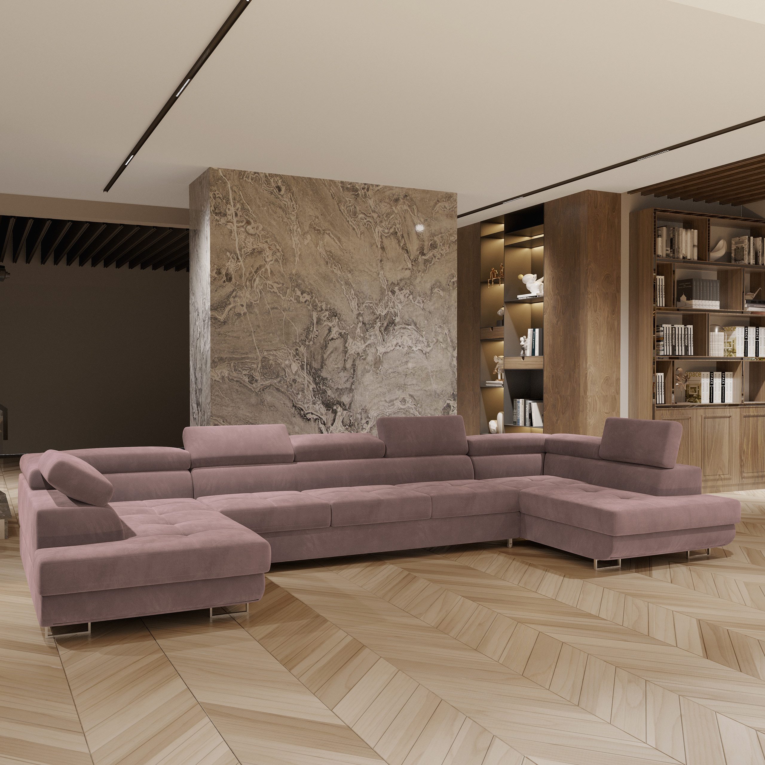 Masseno Ecksofa ISOLANO mit Schlaffunktion U-Form, Sofa mit Bettkasten