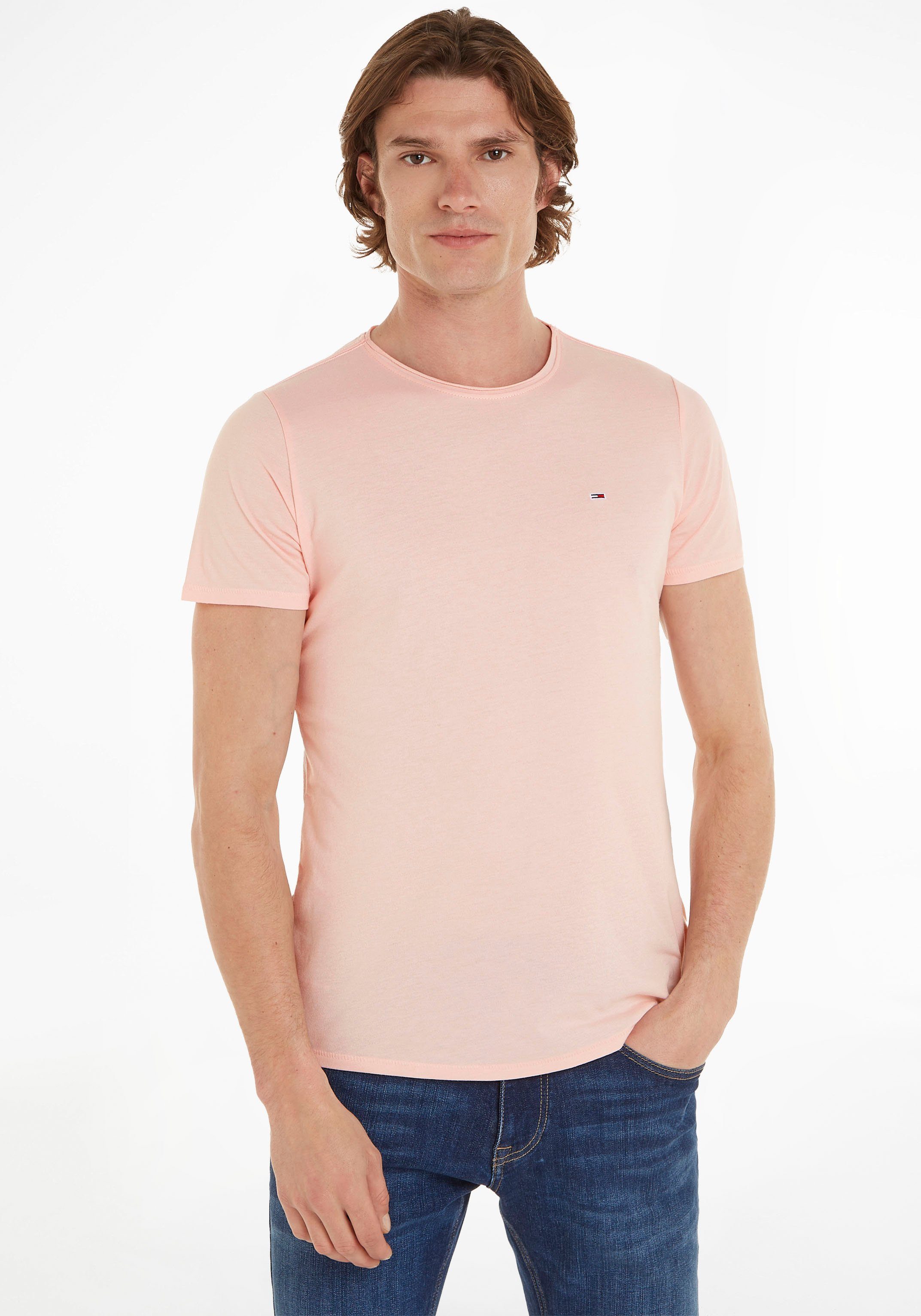 Jeans T-Shirt C SLIM TJM NECK Pink JASPE Tommy Crystal