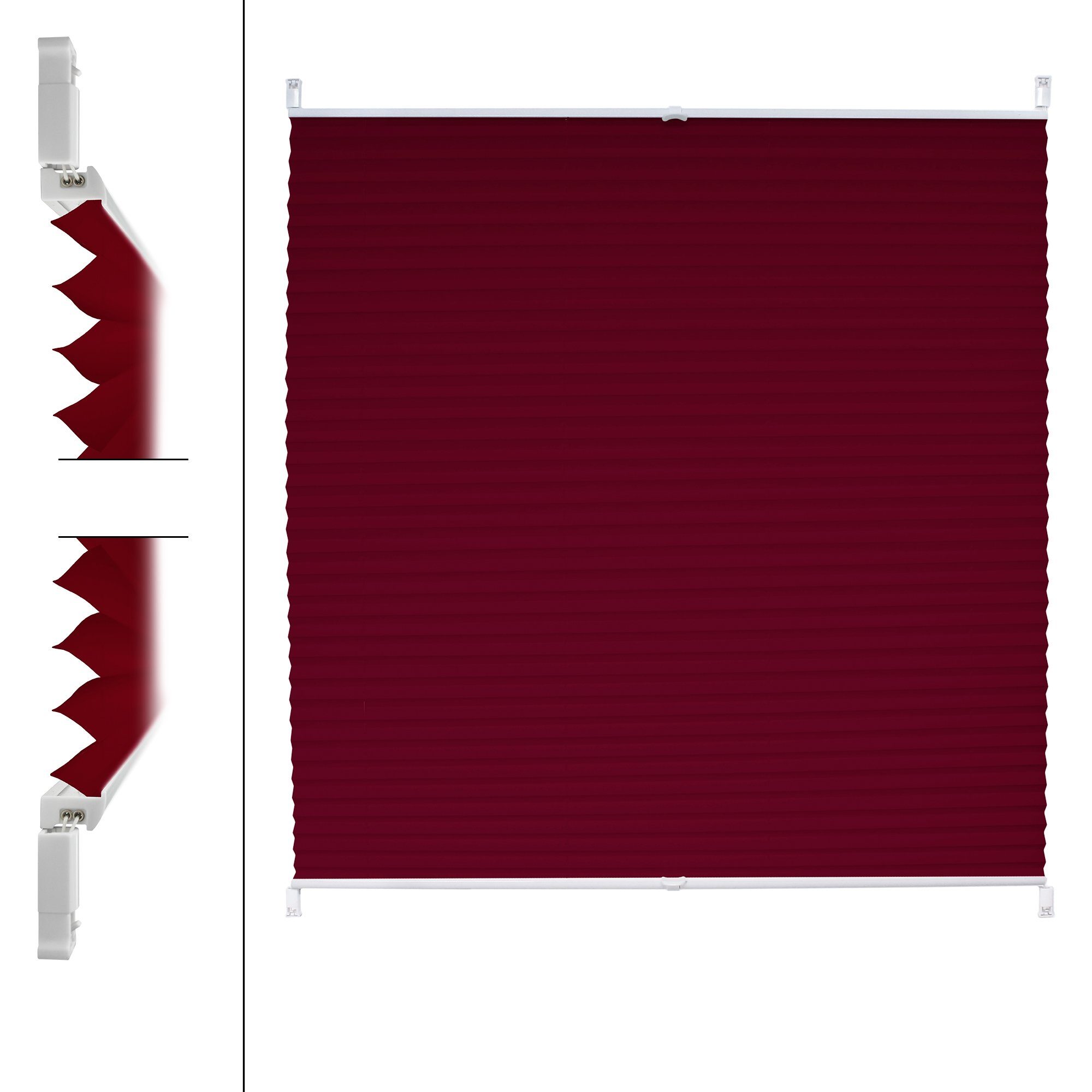 ECD 55x100cm inkl. Befestigungsmaterial, mit Bordeaux Klemmfix, cm, Klemmfix bordeaux, EasyFix 55x100 Bohren Germany, Plissee ohne Klemmträger