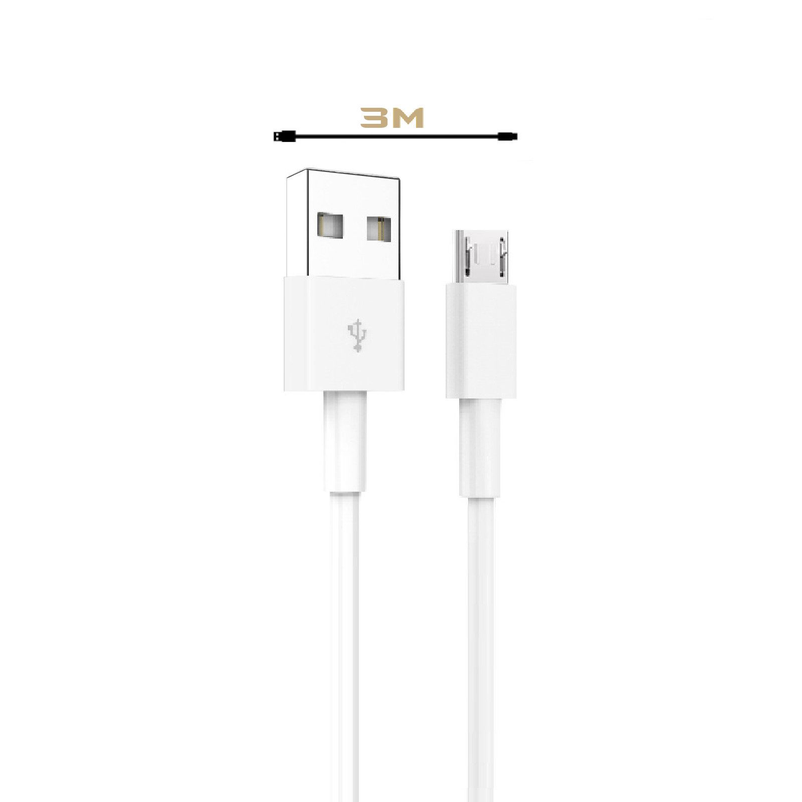 MobileKing Micro-USB Ladekabel Weiß USB-Kabel, USB Typ A, Micro-USB (300,00 cm), Laden und Datenübertragung