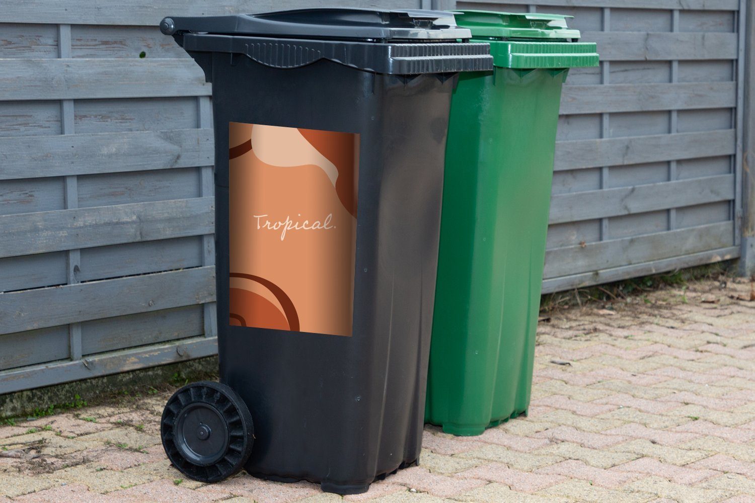 MuchoWow Wandsticker Sommer (1 Abfalbehälter Mülltonne, St), Mülleimer-aufkleber, - Container, Sticker, - Tropisch Zitat