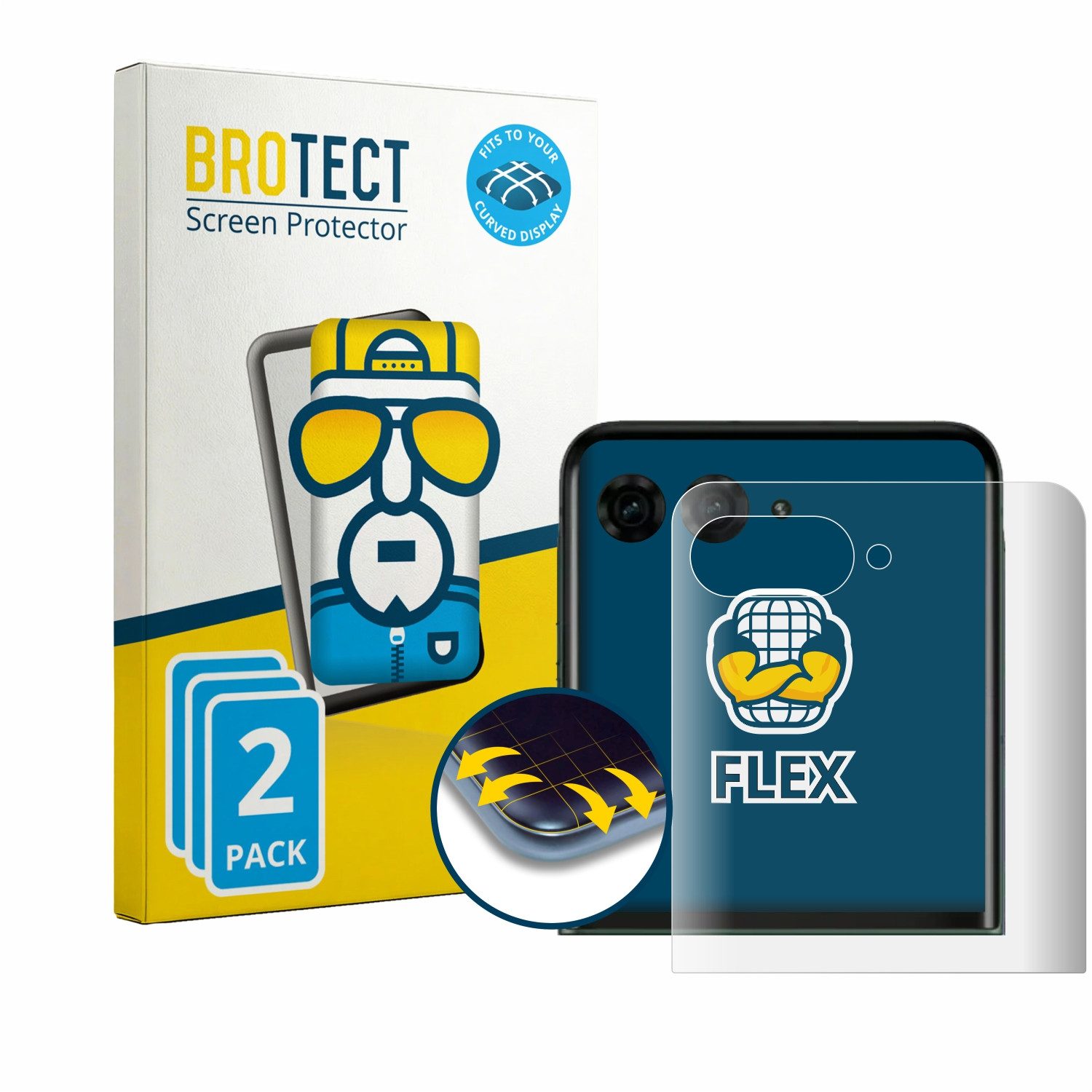 BROTECT Displayschutzfolie Fullscreen Schutzfolie für Motorola Razr 70 Plus (Hinteres Display), 2 Stück, Displayschutz Folie Fullcover Klar Transparent